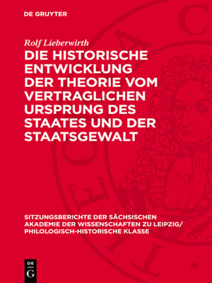 cover image of Die historische Entwicklung der Theorie vom vertraglichen Ursprung des Staates und der Staatsgewalt